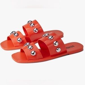 Schutz Lizzie Slide Sandal in Bright Orange